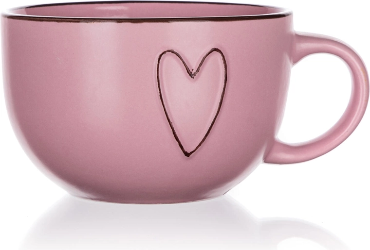 Mug jumbo cœur rose 730 ml en céramique