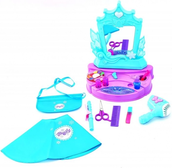 Kids' vanity table with mirror and working hair dryer