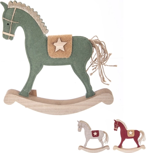 Decorazione natalizia cavallo in legno e feltro 28 × 3 × 30 cm (3 varianti)