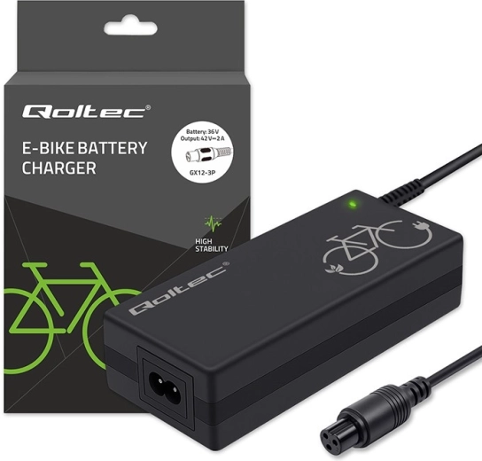 Caricabatteria per e-bike 36 V (42 V, 2 A) con connettore GX12-3Pin + cavo di alimentazione