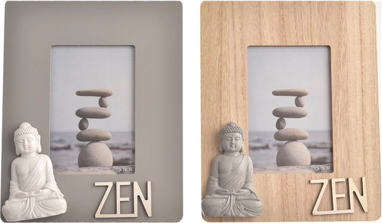 Dřevěný fotorámeček s motivem Buddhy 20 × 20 cm