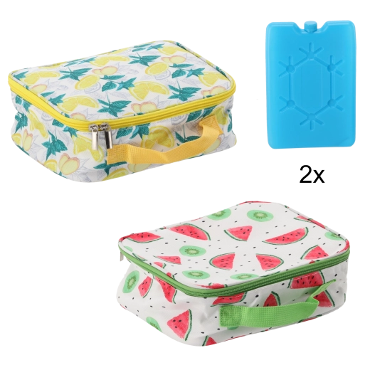 Borsa termica 4 l con due piastre refrigeranti, design a limoni