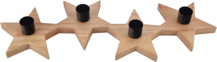 Portacandele dell’Avvento in legno a forma di stella 36 × 12 × 4 cm