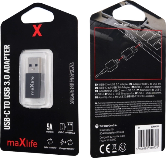 Maxlife adattatore USB‑C a USB 3.0