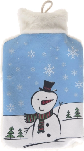 Snowman hot water bottle 1.6 L with plush cover