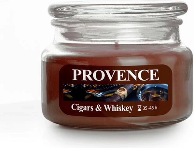Candela profumata in vetro Provence cigars & whiskey 45 ore