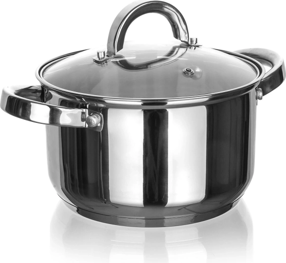 Pentola in acciaio inox con coperchio in vetro 22 cm 4,1 l Cuisino