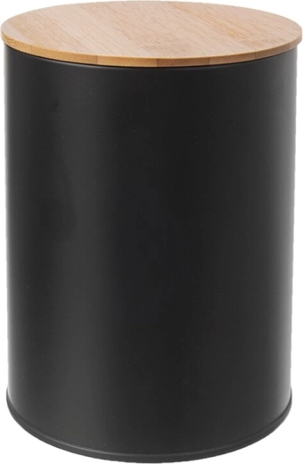 Barattolo in latta nero con coperchio in bambù 9,5 cm - 1 pezzo