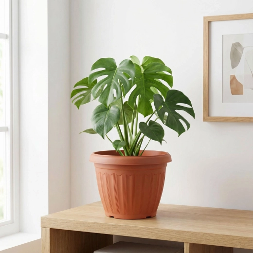 Vaso da fiori in plastica color terracotta, 25 cm