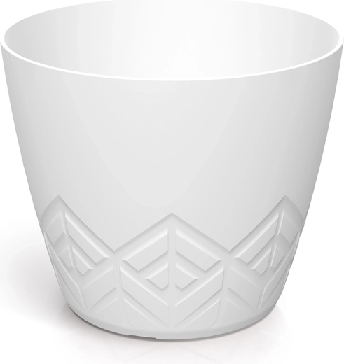 Cache-pot en plastique Areco 11,9 cm – blanc, motif géométrique