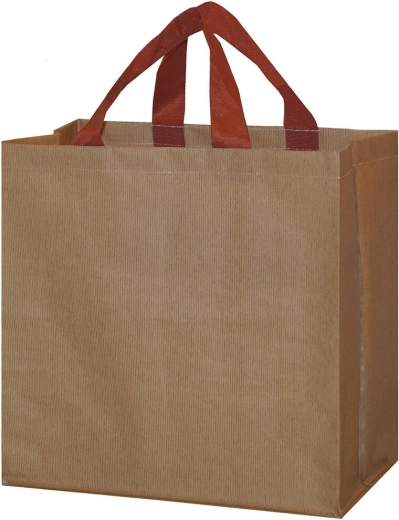 Indkøbspose i lamineret polypropylen 35 × 35 × 20 cm, beige