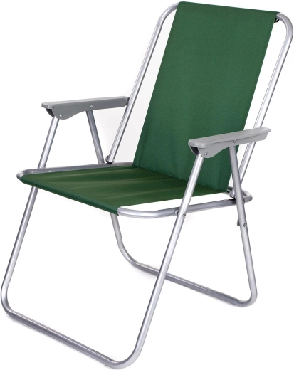 Folding garden chair, metal with textile seat, green