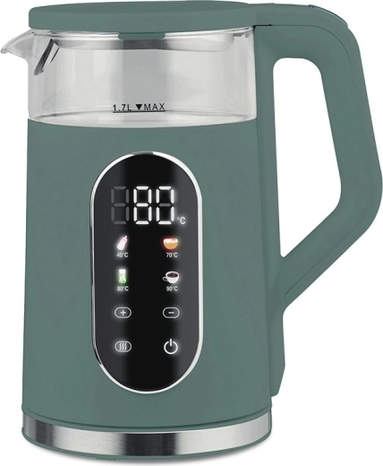 Electric kettle with temperature control 1.7 l 2200 W green