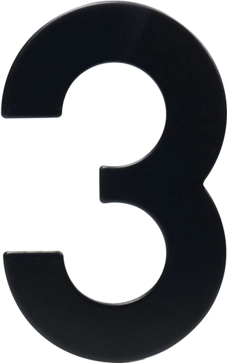 Numero civico 3, 95 mm, acciaio inox, nero opaco