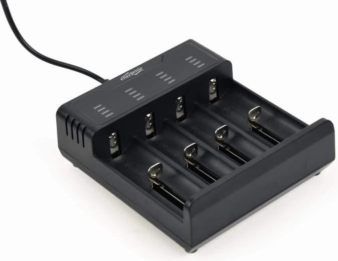 Caricatore USB per batterie Ni‑MH e Li‑ion, nero