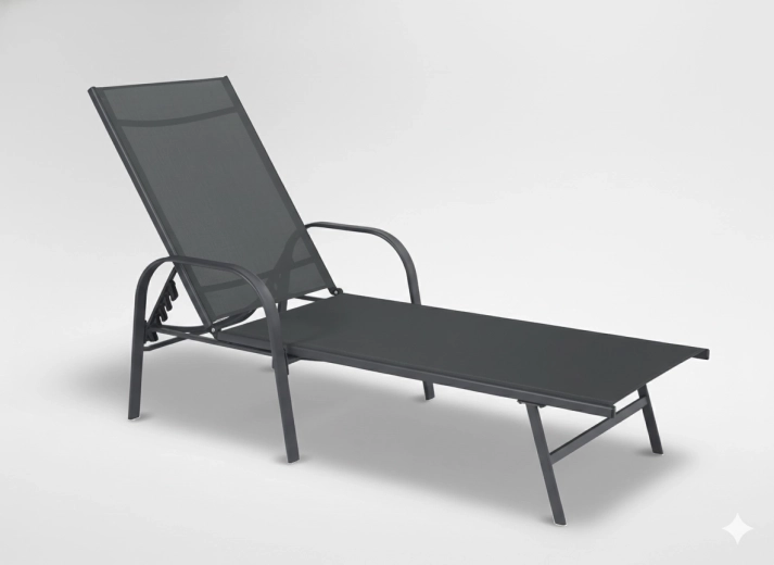 Lettino da giardino reclinabile 195 × 69 × 94 cm, grigio scuro