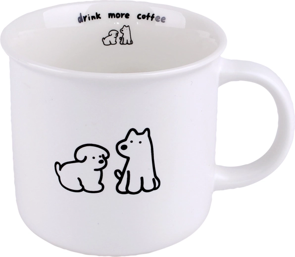 Tasse en céramique avec chien 380 ml blanche