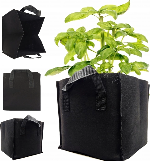 Pot de culture textile en feutre avec poignées 8 L, noir