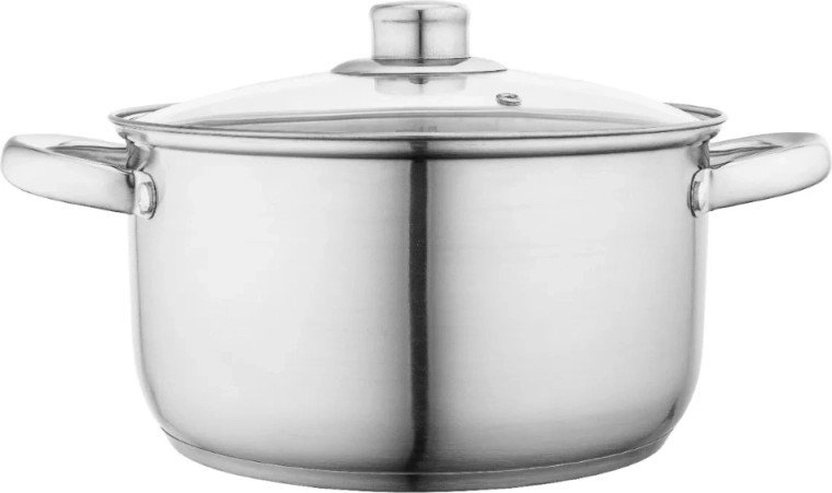 ALTOM DESIGN casserole en acier inoxydable Fabio 22 cm, 4,7 l avec couvercle en verre