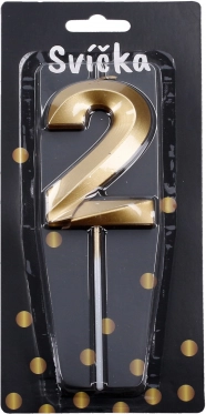 Bougie de fête chiffre 2 dorée