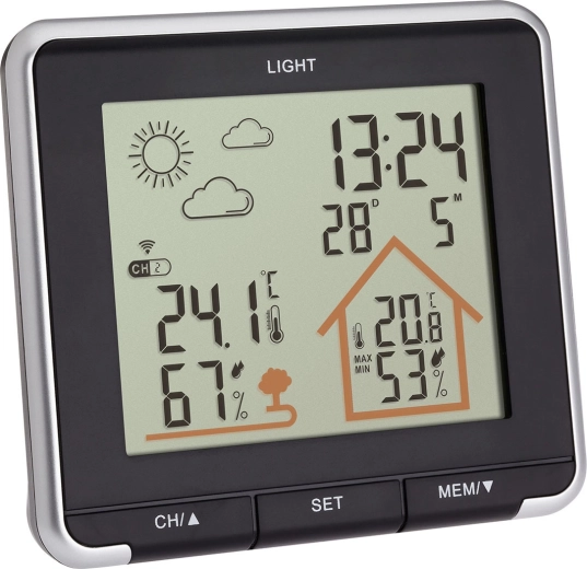 TFA LIFE wireless weather station with weather forecast, black