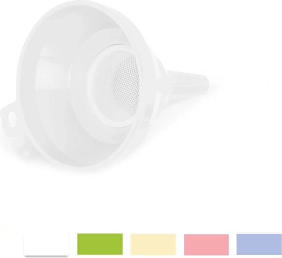 Entonnoir en plastique avec tamis 6 cm, assortiment de couleurs