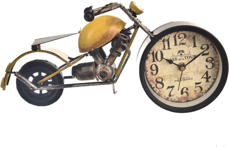 Orologio da tavolo in metallo a forma di motocicletta