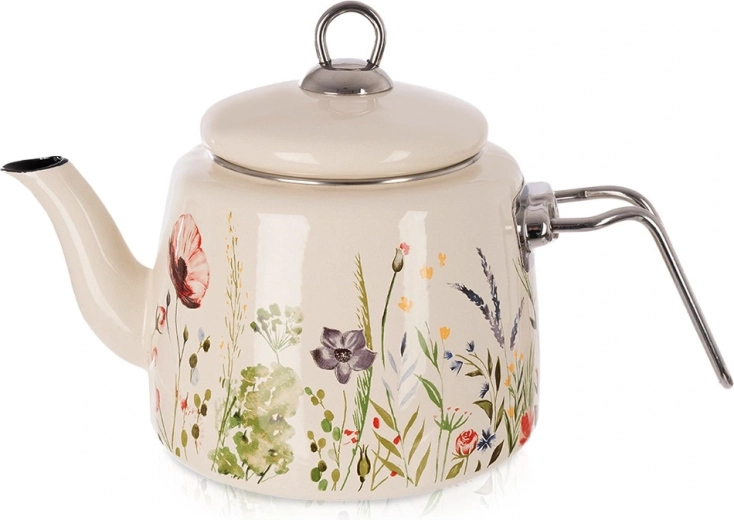 Geëmailleerde crèmekleurige theeketel Maki 1,6 l