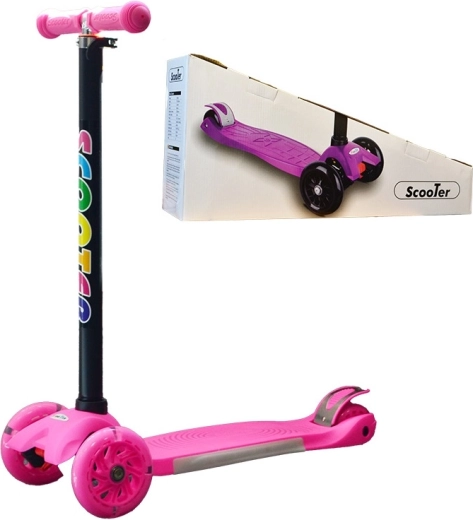 Children's three-wheeled scooter with light-up wheels – pink