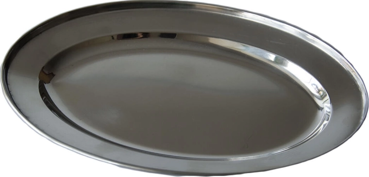 Oval stainless steel tray 25 × 17.5 cm