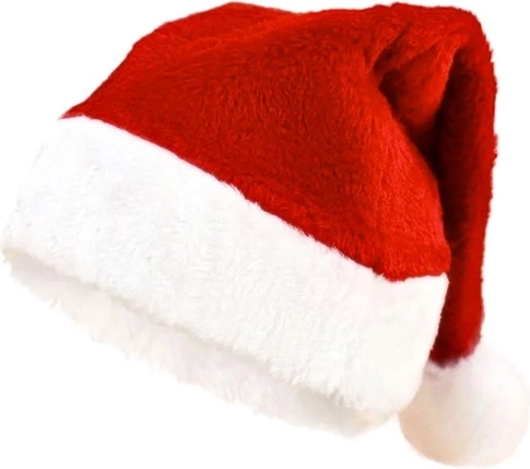 Christmas Santa Hat – one-size plush hat with pom-pom