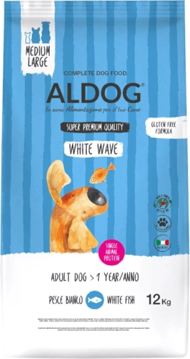 Aldog White Wave granule za odrasle pse srednjih i velikih pasmina s bijelom ribom 12 kg