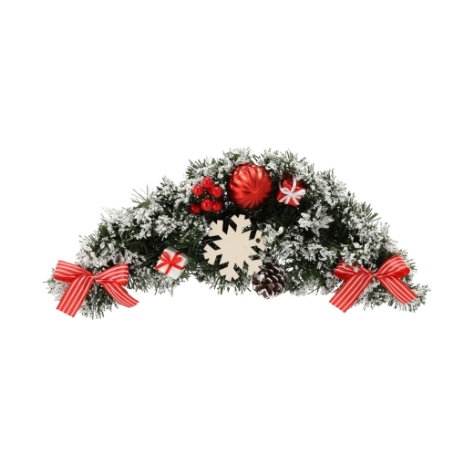 Arrangement de Noël suspendu 46 cm en blanc‑rouge