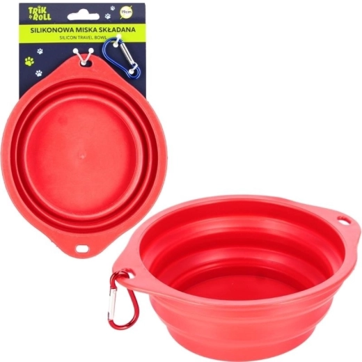 Ciotola pieghevole in silicone rosso per cani e gatti