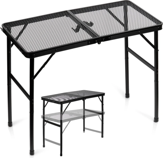Vilde klappbarer Campingtisch 2-in-1 mit verstellbarer Höhe 80 × 40 cm schwarz