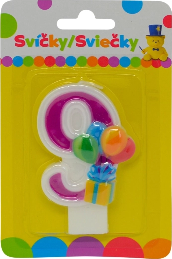 Birthday candle with balloons number 9