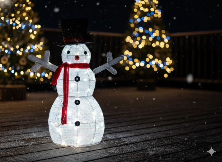 Bonhomme de neige LED de Noël 72 cm blanc