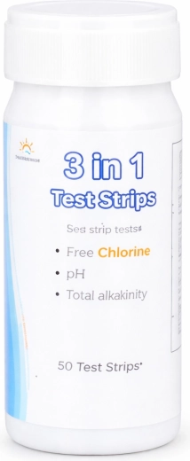 Bandelettes de test pour piscine 3-en-1 – chlore libre, pH et alcalinité (50 pcs)