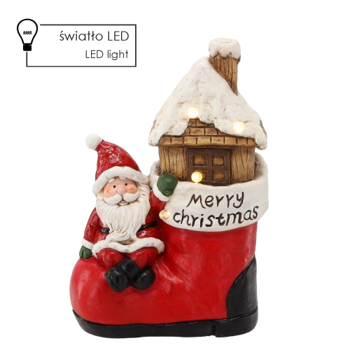 Figurine de Noël Santa « Merry Christmas » avec éclairage LED 42 cm