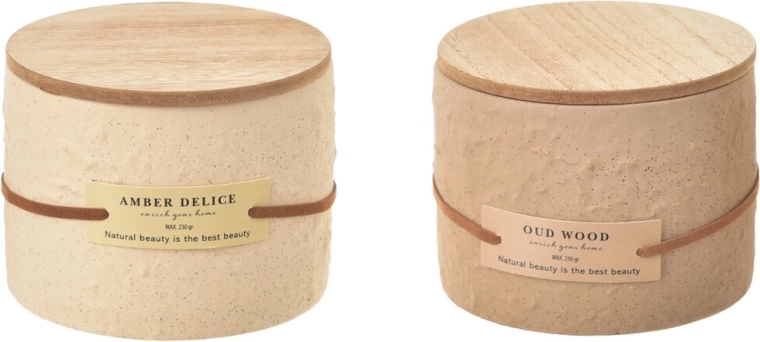 Candela profumata in vaso di ceramica con coperchio in legno 230 g