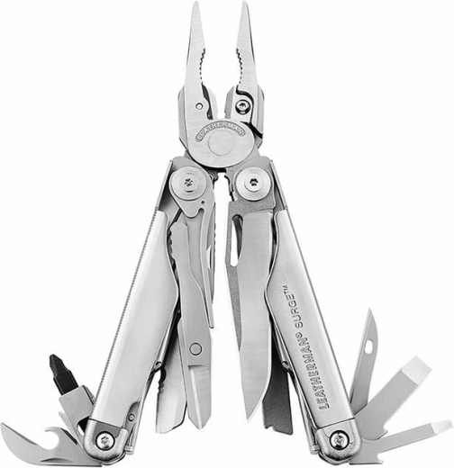 Leatherman Surge utensile multifunzione, 21 funzioni, tutto in acciaio inox, argento