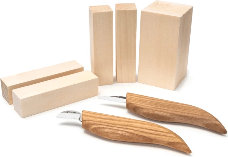 BeaverCraft Figurine Carving Set S16 (2 knives + linden blocks)