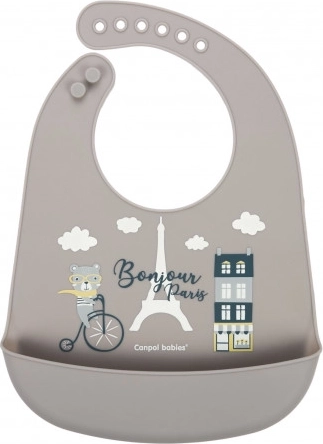 Canpol babies Bavaglino in silicone con tasca BONJOUR PARIS beige