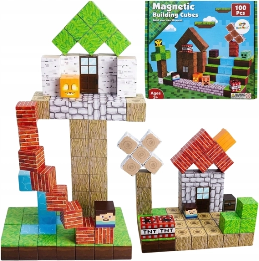 Magnetic Cubes – Building Set with 100 Cube Blocks
