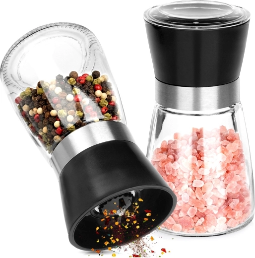 Glass Salt and Pepper Grinders 180 ml, Set of 2