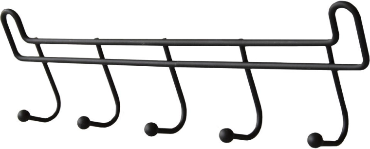 Wall-mounted bathroom rack with 5 hooks, 27 cm, black metal