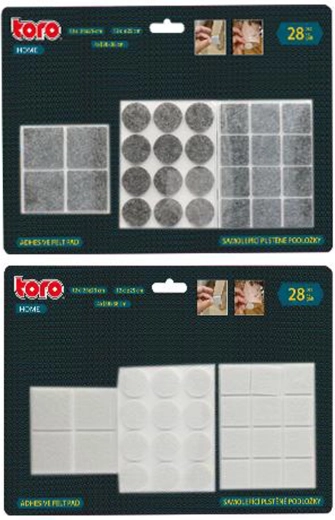 Self-adhesive felt protective pads TORO, color mix, 28 pcs