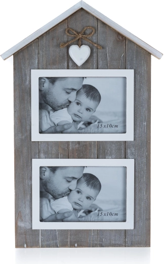 Solid Heart photo frame house for 2 photos