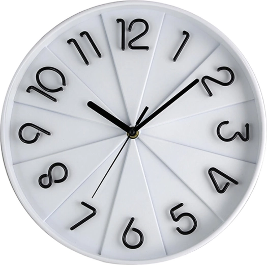 Orologio da parete 30 cm con quadrante 3D – bianco, vetro e metallo