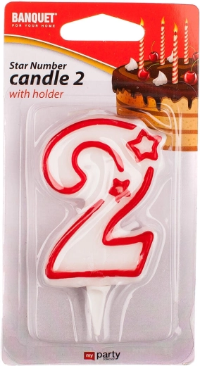 Birthday candle number 2 MY PARTY 7 × 4.5 cm